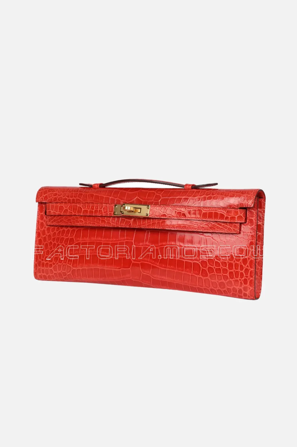 Hermès Kelly Cut Orange Poppy Shiny Porosus Crocodile GHW