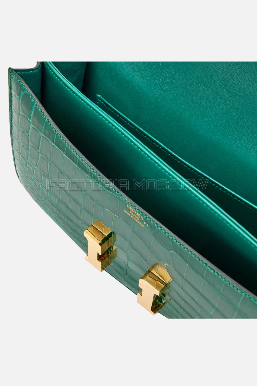 Hermès Constance Elan Vert Emeraude Shiny Porosus Crocodile GHW