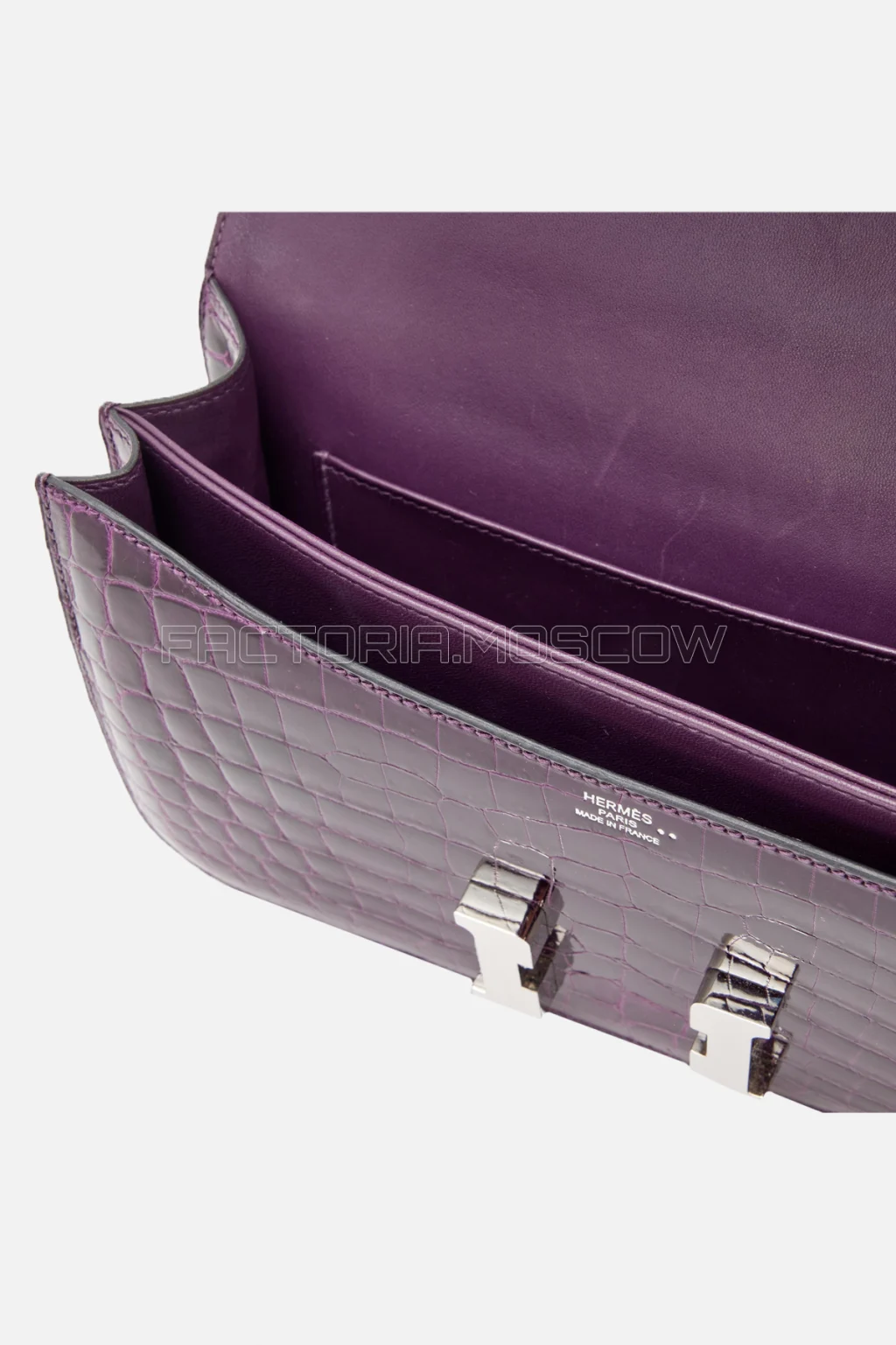 Hermès Constance Elan Amethyst Shiny Niloticus Crocodile PHW
