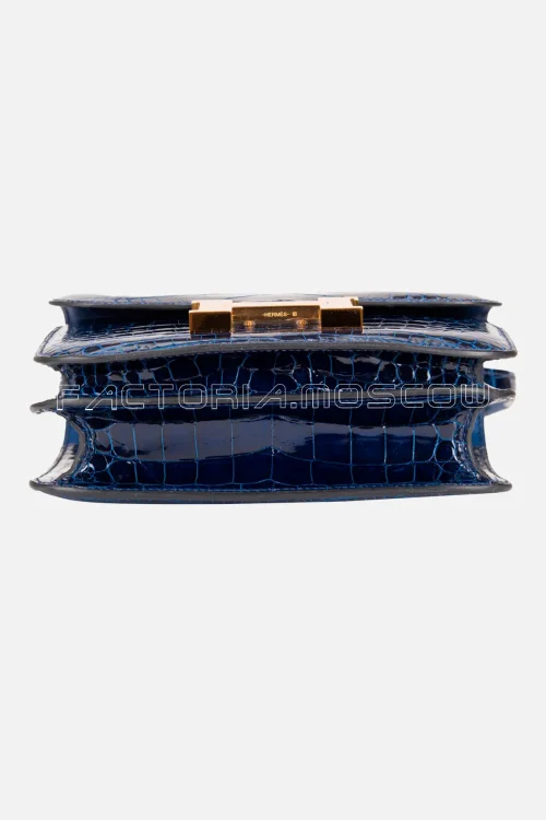 Hermès Constance 18 Bleu Saphir Shiny Alligator GHW