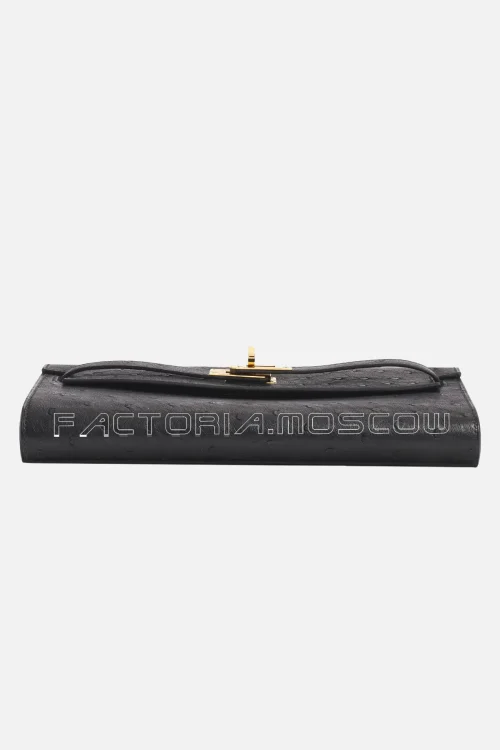 Hermes Kelly Wallet To Go Black Ostrich GHW