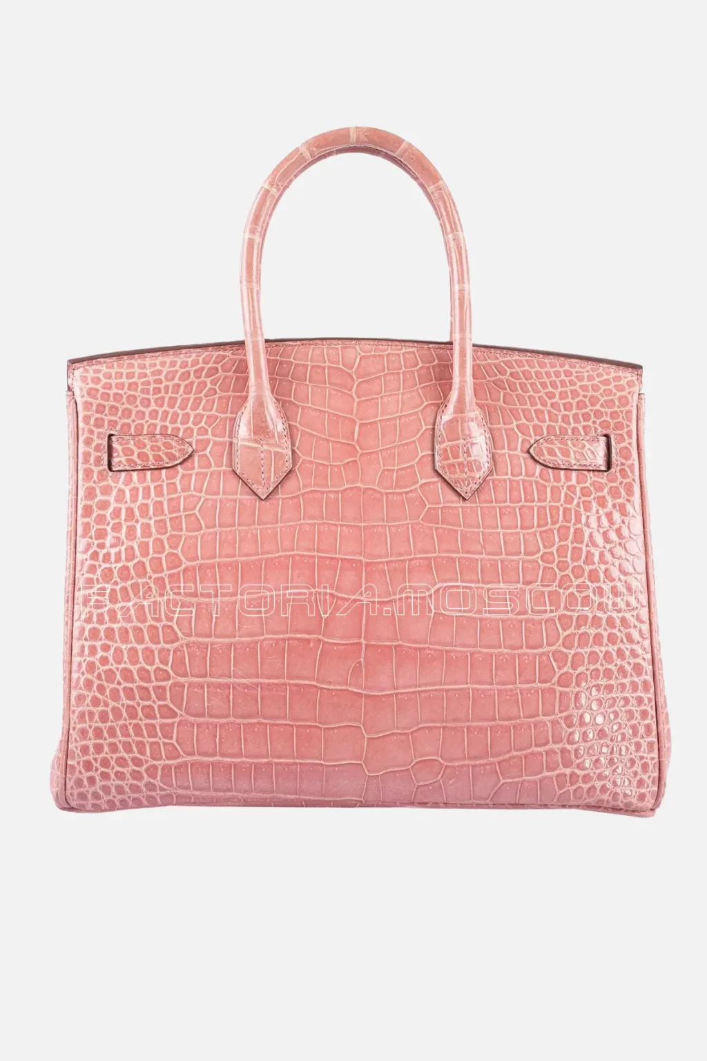 Hermes Birkin 30 Rose Indien Shiny Porosus Crocodile 18K White Gold and Diamond Hardware