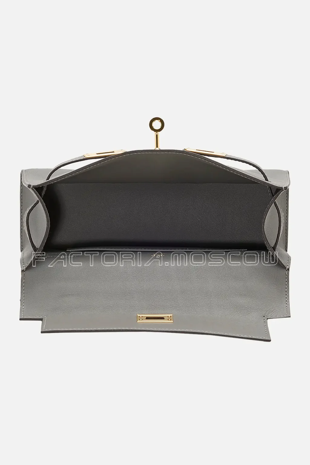 Hermes Kelly Pochette Gris Meyer Swift Leather GHW