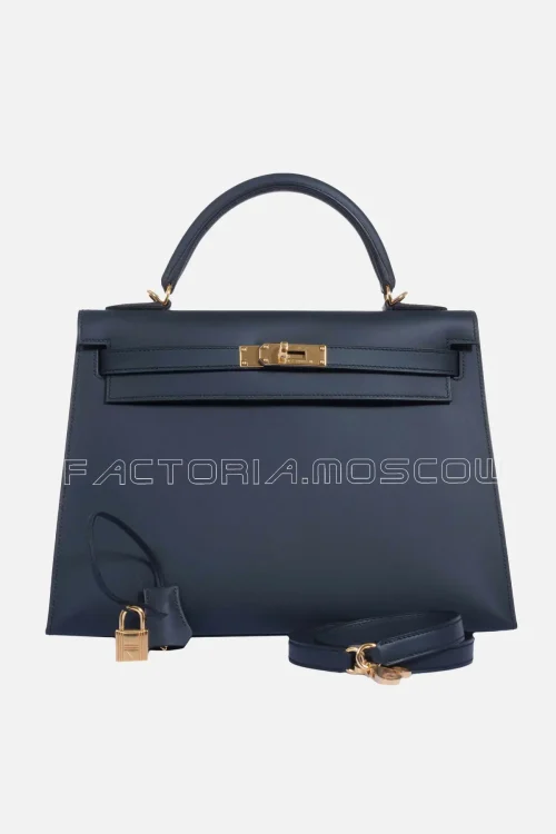 Hermes Kelly Sellier 32 Veau Sombrero Bleu (Blue) Obscur GHW