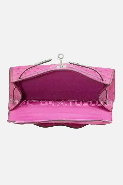 Hermes Kelly Pochette Ostrich Colour Rose Tyrien PHW
