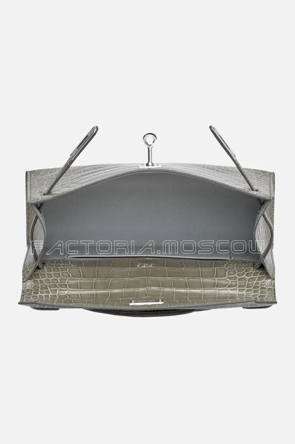 Hermes Kelly Pochette Shiny Alligator Colour Gris Tourterelle PHW