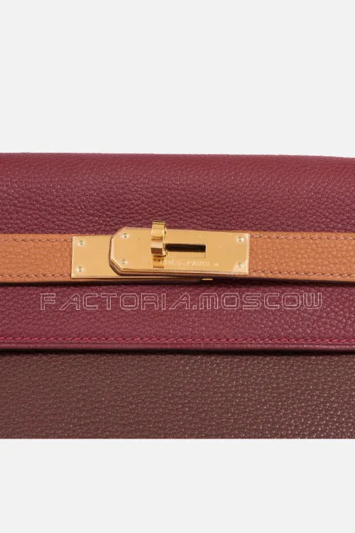 Hermes Kelly Retourne 32 Togo Tri-Colour Rouge H/Havane/GHW
