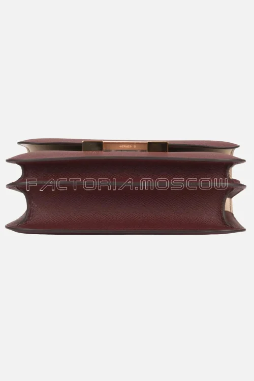Hermes HSS Mini Constance 18 Epsom Bi-Color Bordeaux And Gris Tourterelle RGHW