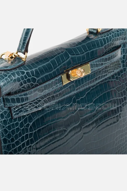 Hermes Kelly Sellier 32 Porosus Crocodile Colour Blue Roi GHW