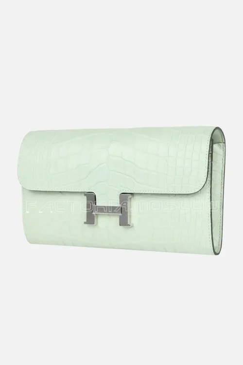 Hermès Constance Wallet To Go Vert D'Eau Matte Alligator PHW