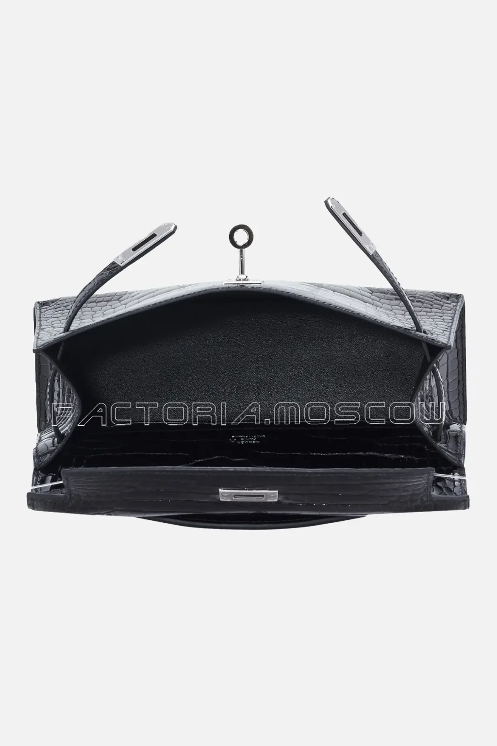 Hermes Kelly Pochette Shiny Porosus Crocodile Colour Black PHW