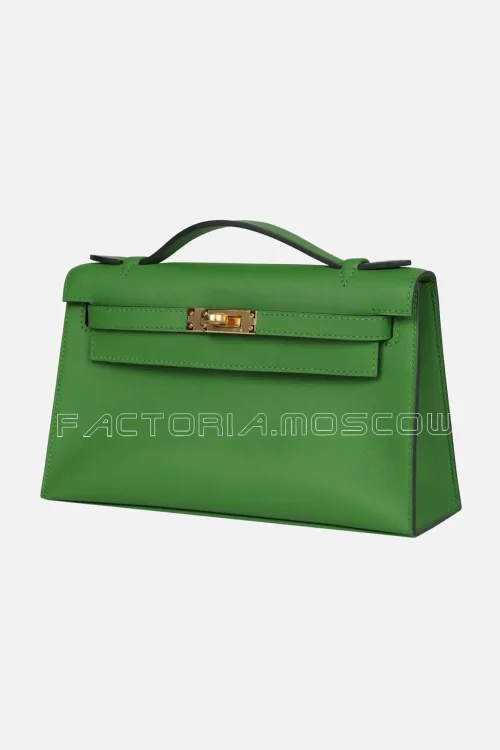 Hermès Kelly Pochette Swift Colour Vert Yucca GHW