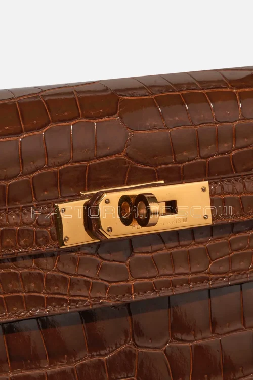 Hermès Kelly Sellier 32 Porosus Crocodile Colour Etrusque GHW