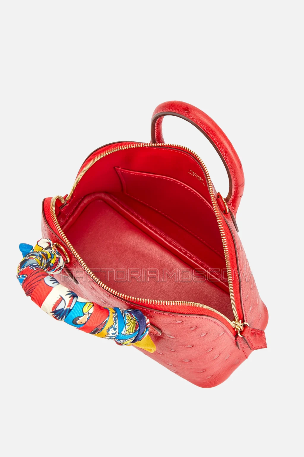 Hermès Mini Bolide Rouge Vif Ostrich GHW
