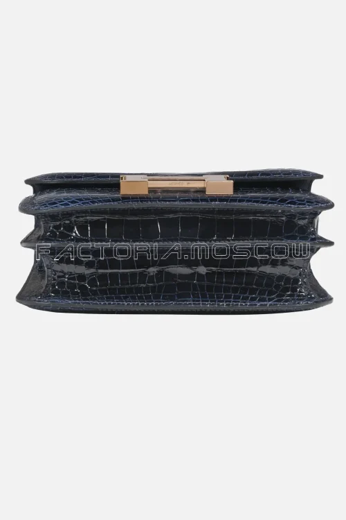 Hermes Mini Constance 18 Shiny Alligator Blue Baltique RGHW