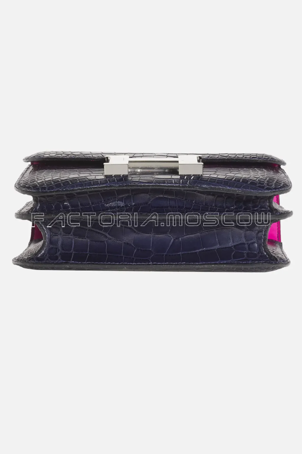 Hermes Mini Constance 18 Matte Alligator Bleu Marine/Rose Sheherazade PHW