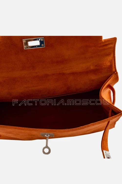 Hermes Kelly Mini Pochette Orange Veau Doblis Suede PHW