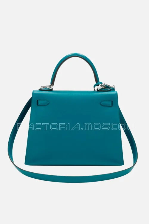 Hermès Kelly Sellier 25 Madame Colour Vert Bosphore and Rose Lipstick PHW