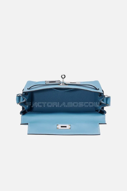 Hermes Kelly Messenger PM Bleu Jean Evercolor PHW