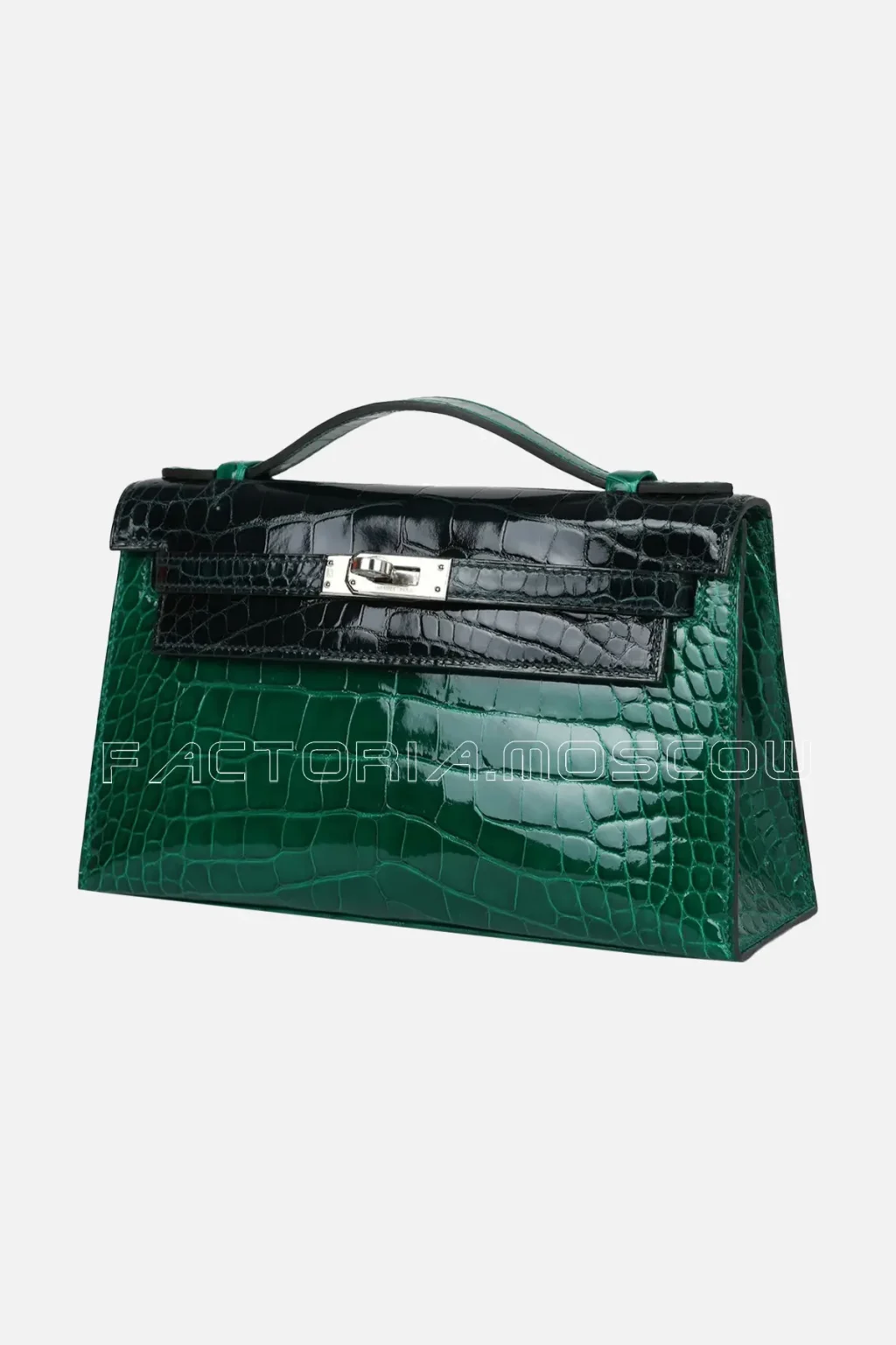 Hermès Kelly Pochette Shiny Alligator Colour Emerald And Vert Rousseau PHW