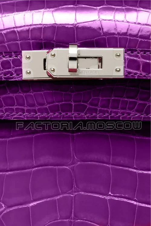 Hermes Kelly Pouchette Alligator lisse Colour Ultraviolet PHW