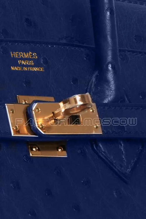 Hermes Birkin 25 Ostrich Blue Sapphire Hardware Rghw