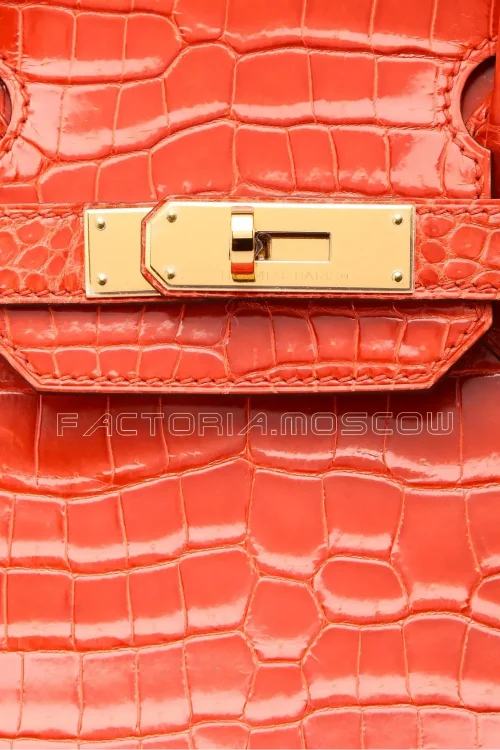 Hermes Birkin 30 Shiny Orange Poppy Porosus GHW