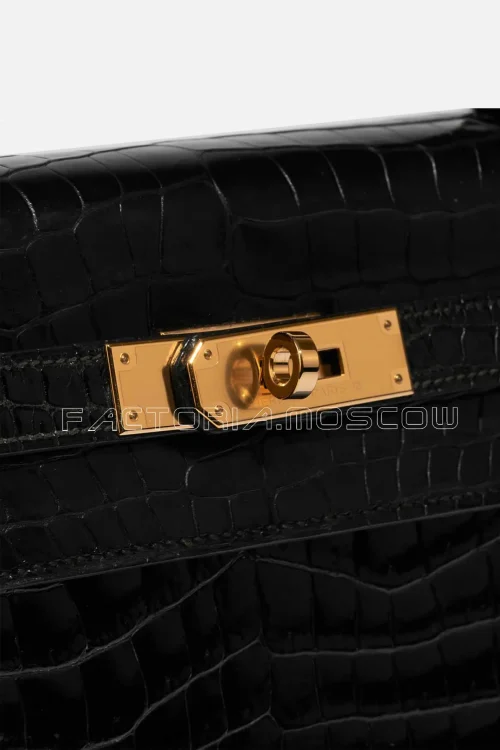 Hermès Kelly Sellier 32 Porosus Crocodile Colour Black GHW