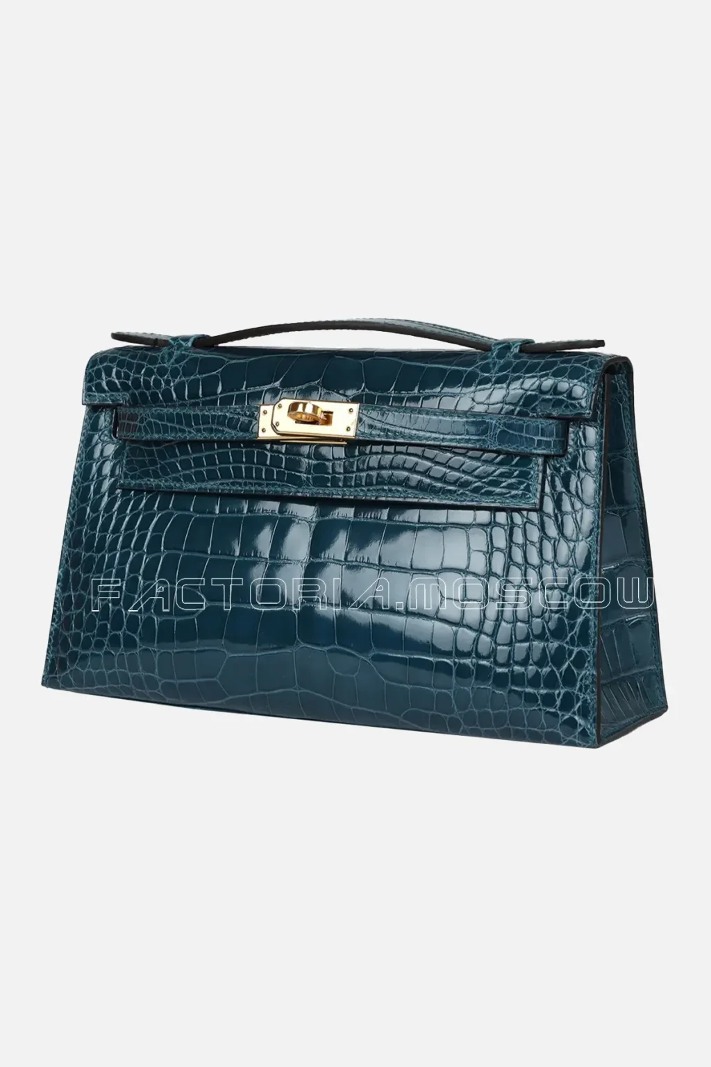 Hermès Kelly Pochette Shiny Alligator Colour Vert Bosphore GHW