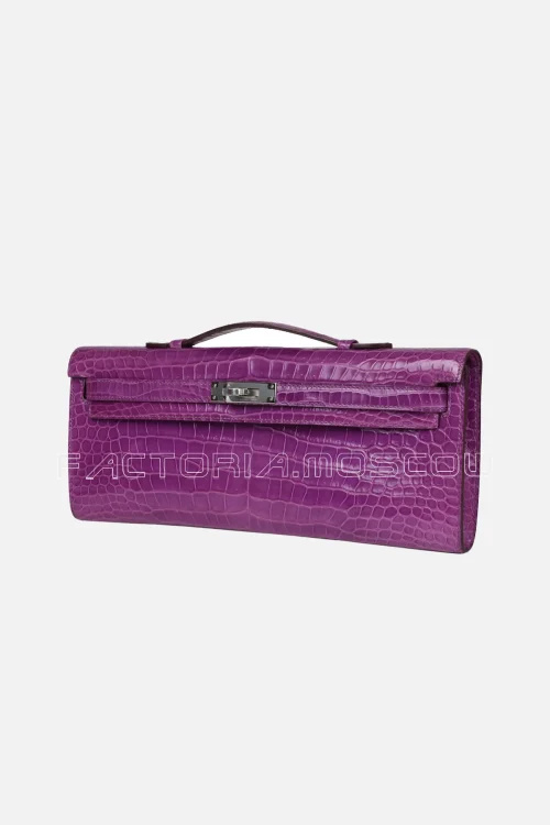 Hermès Kelly Cut Ultraviolet Shiny Porosus Crocodile PHW