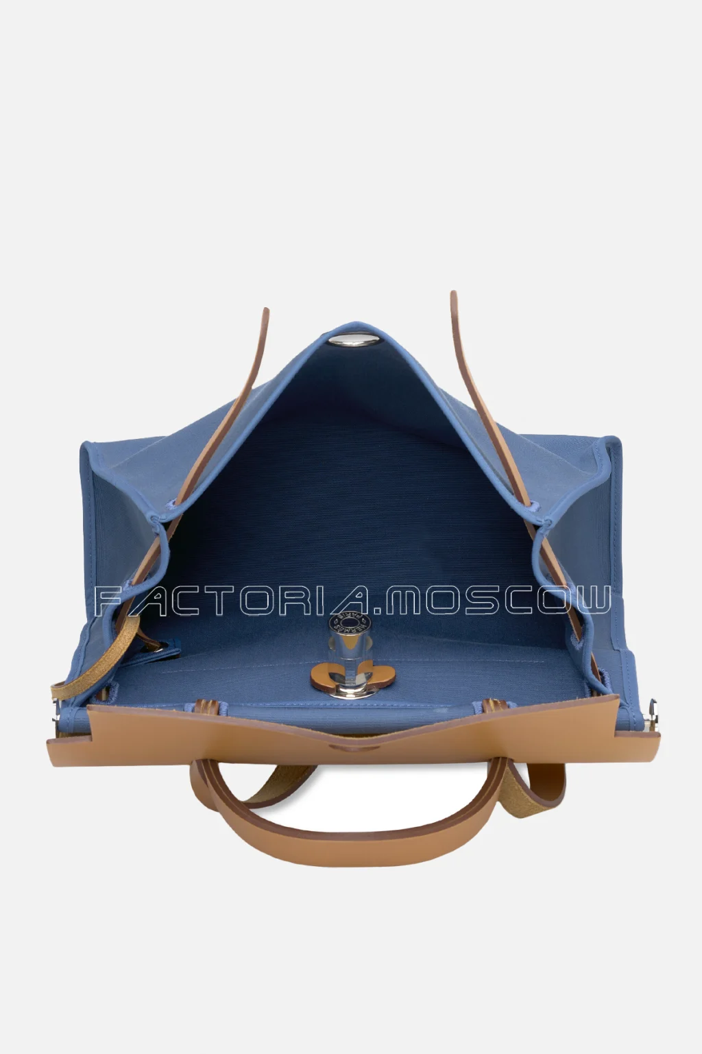 Hermes Herbag Zip 31 Bleu Brighton Canvas/Fauve Vache Hunter Leather PHW