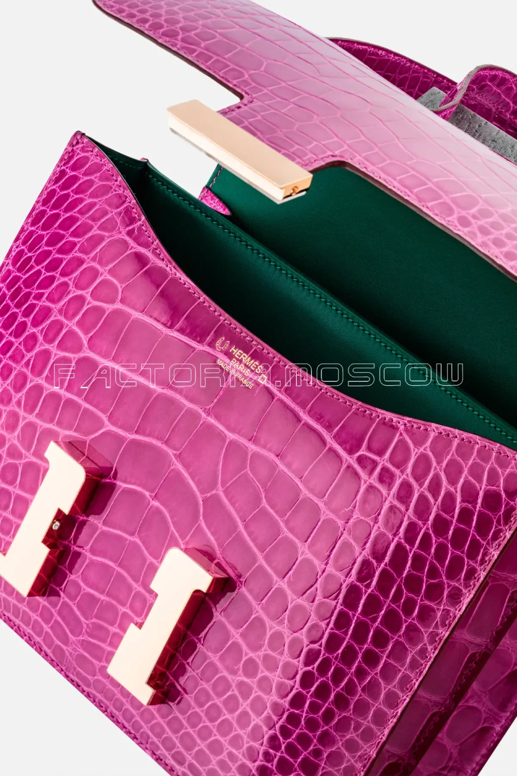 Hermes Constance 24 Shiny Rose Scheherazade & Vert Vertigo Alligator Permabrass Hardware