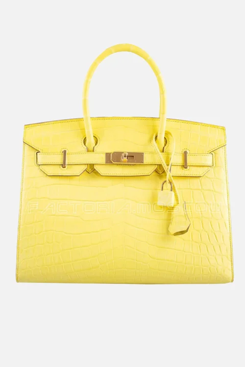 Hermes Birkin 30 Sellier Jaune Citron Matte Niloticus Crocodile GHW
