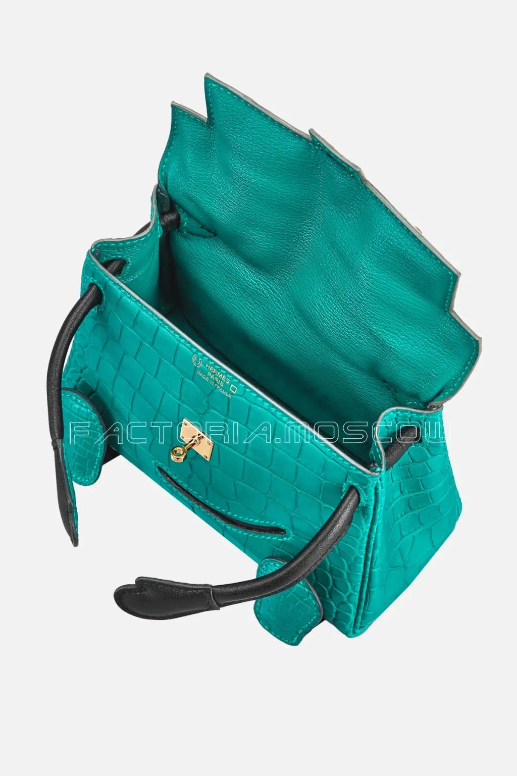 Hermès HSS Quelle Idole Kelly Doll Malachite Matte Alligator And Black Swift GHW