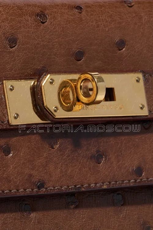 Hermès Kelly Sellier 32 Ostrich Colour Marron GHW