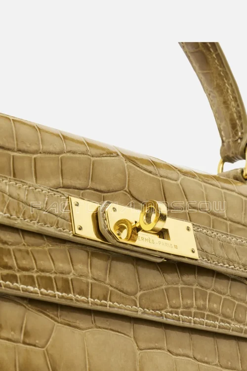 Hermès Kelly Sellier 32 Porosus Crocodile Lisse Colour Ficelle GHW