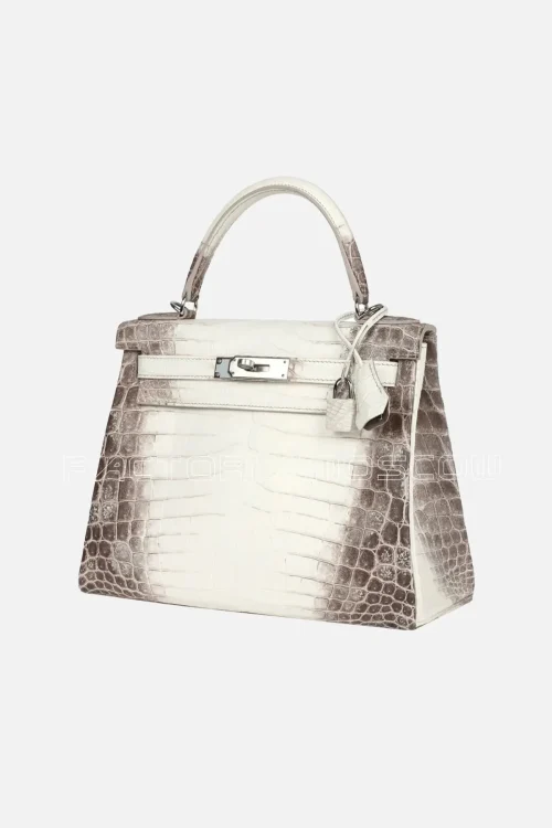 Hermès Kelly Retourne 28 Himalaya Matte Niloticus Crocodile PHW