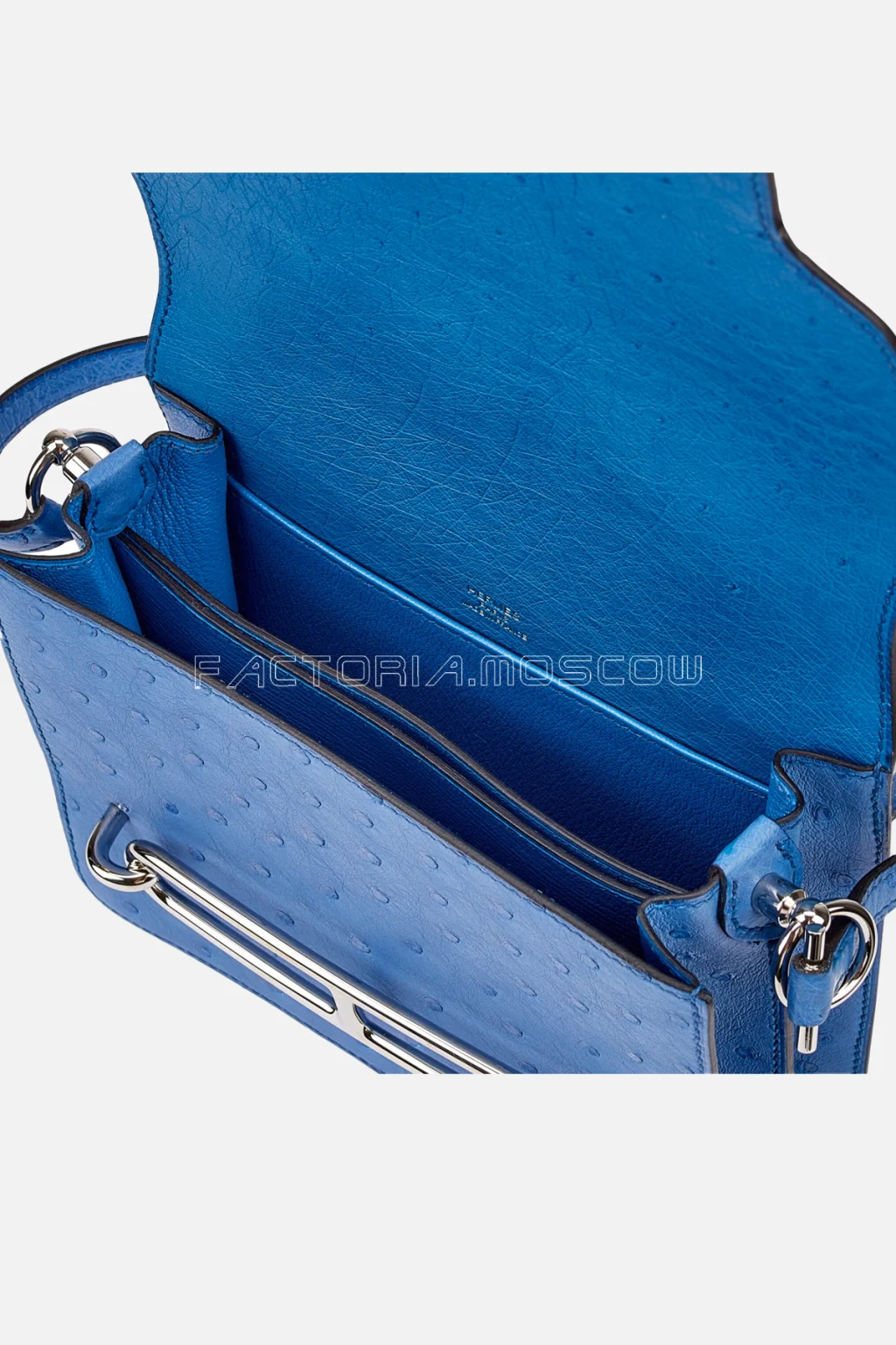 Hermès Mini Roulis 18 Bleu Roi Ostrich PHW