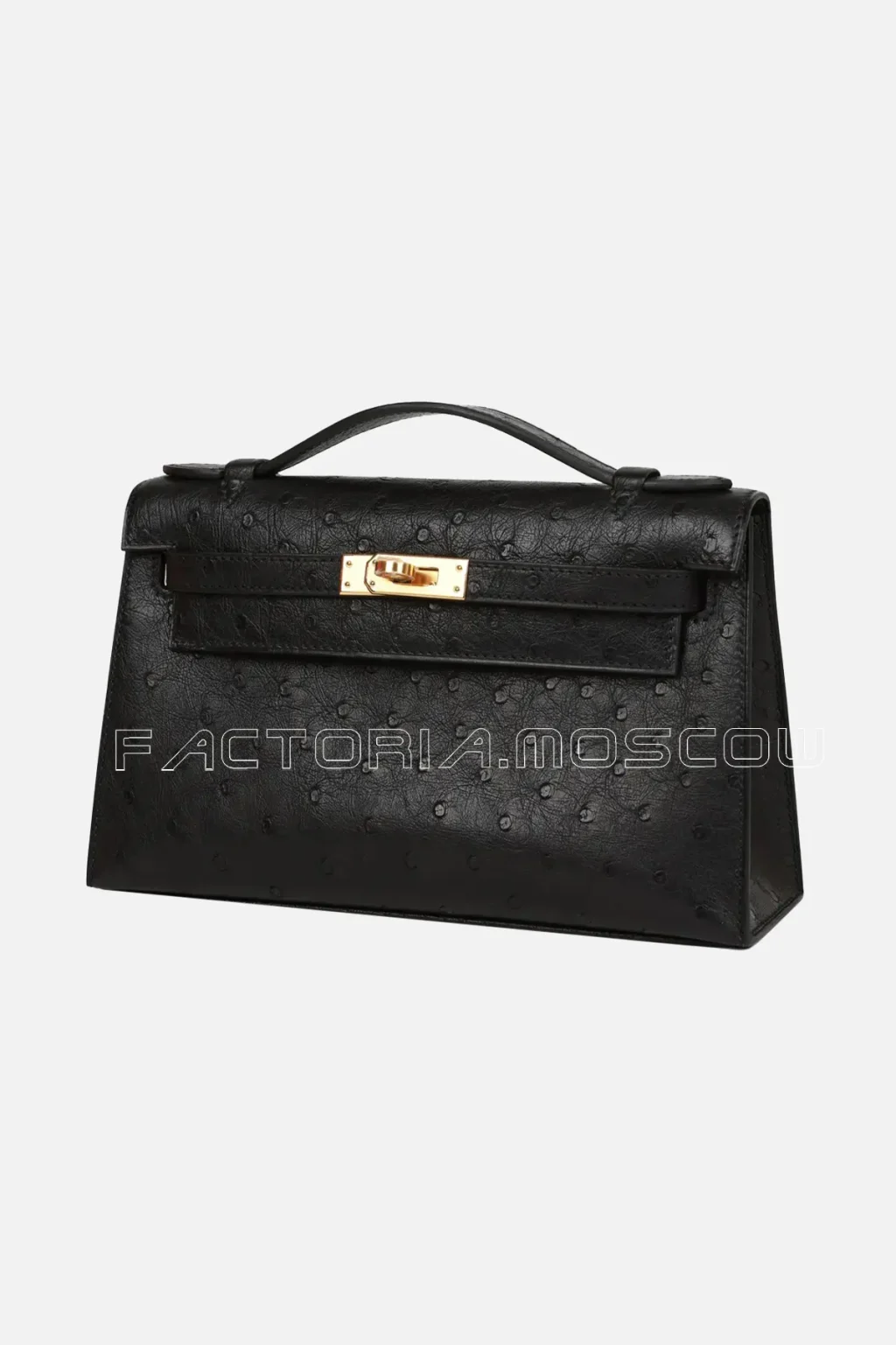 Hermès Kelly Pochette Ostrich Colour Black GHW