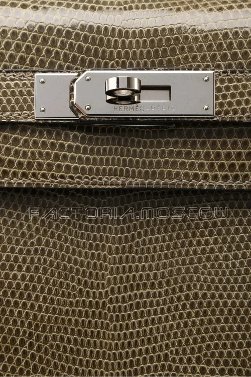 Hermes Kelly 28 Sellier Vert Olive Lizard PHW