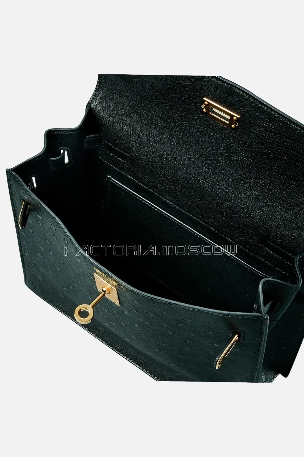 Hermès Kelly Danse II Noir Ostrich GHW
