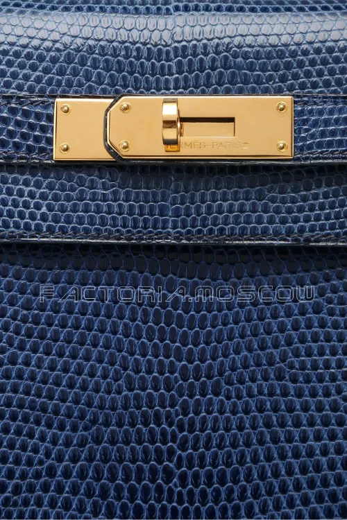 Hermes Kelly 28 Sellier Bleu Sapphire Lizard GHW