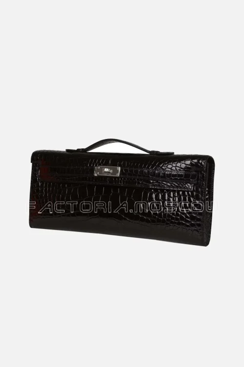 Hermès Kelly Cut Black Shiny Alligator PHW
