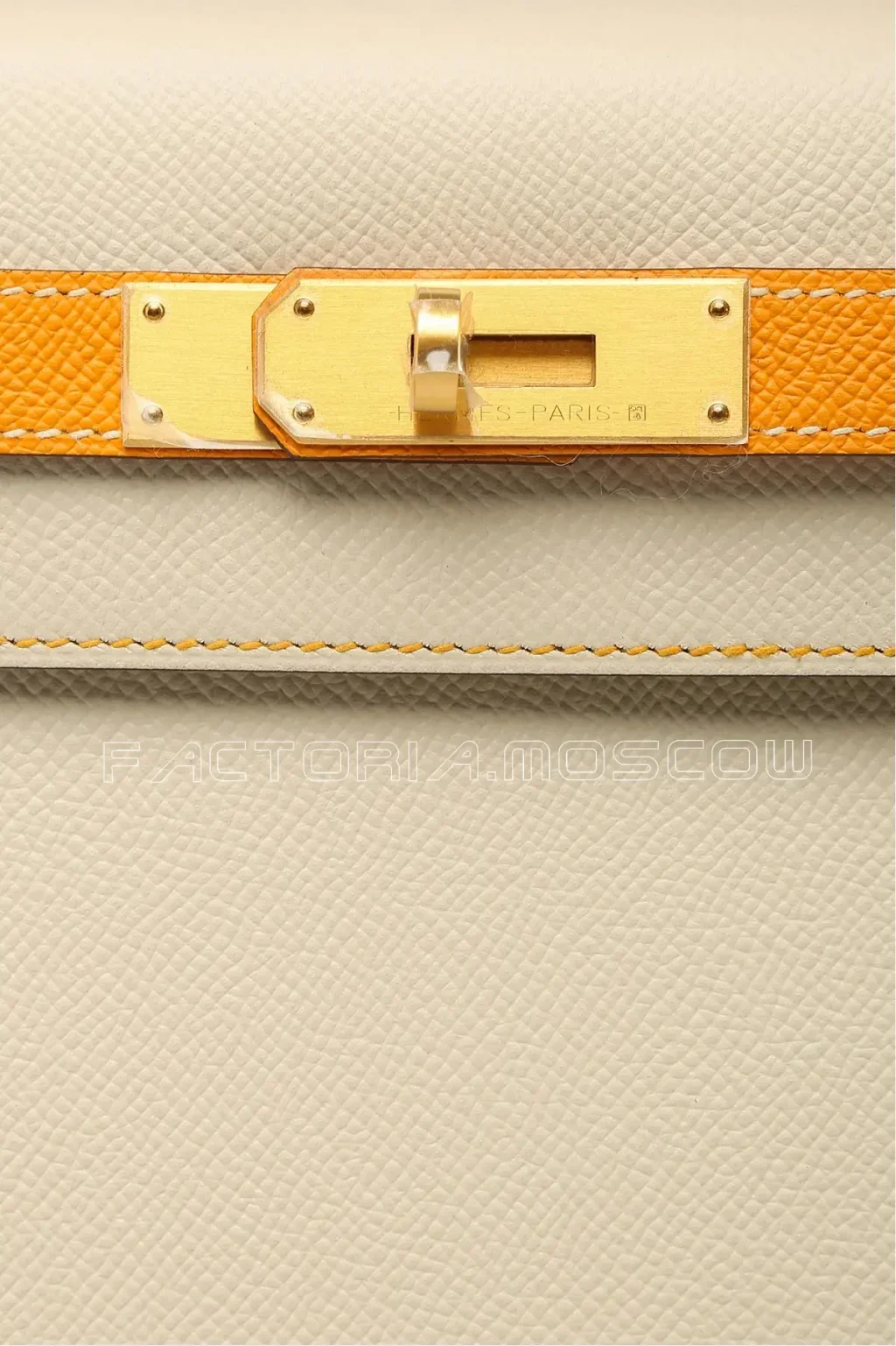 Hermes HSS Kelly 28 Craie & Jaune D'Or Epsom Brushed GHW