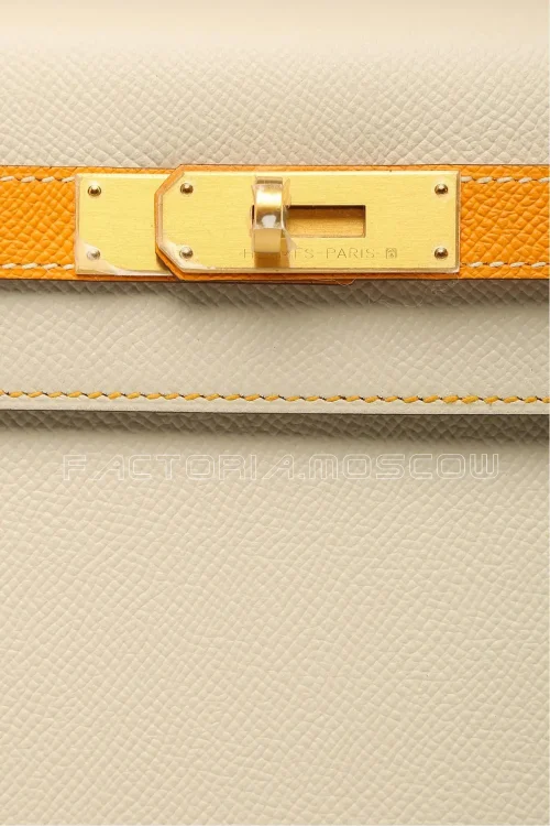 Hermes HSS Kelly 28 Craie & Jaune D'Or Epsom Brushed GHW