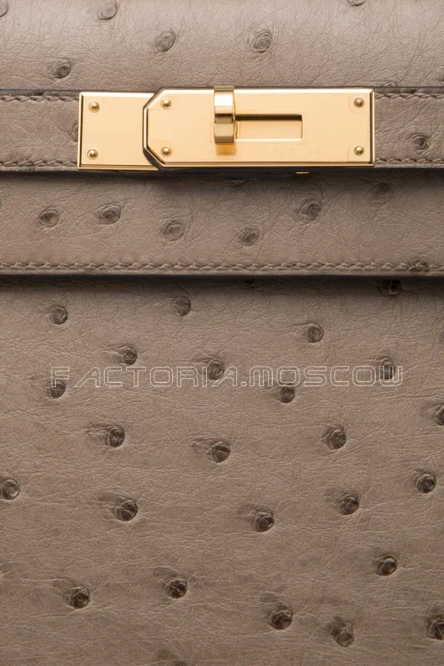 Hermes Sellier Kelly 28 Ostrich Gris Asphalt GHW
