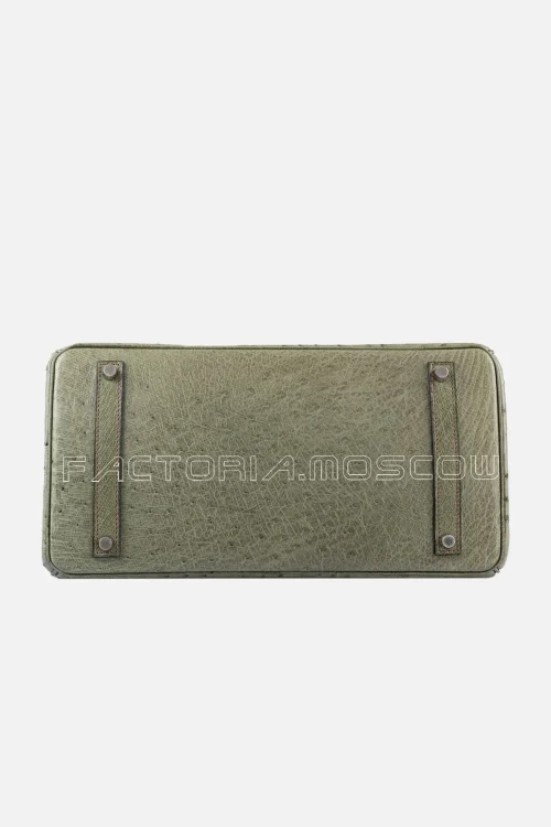 Hermes Special Order Birkin 35 Ostrich Vert Olive & Sable PHW