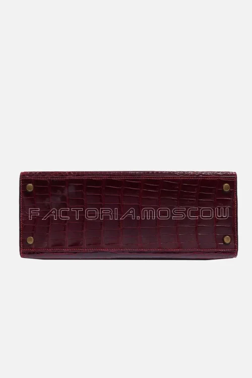Hermès Kelly Sellier 28 Porosus Crocodile Bordeaux GHW