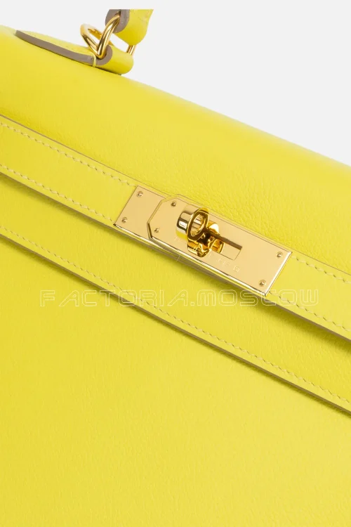 Hermès Kelly Retourne 28 Evercolor Lime GHW