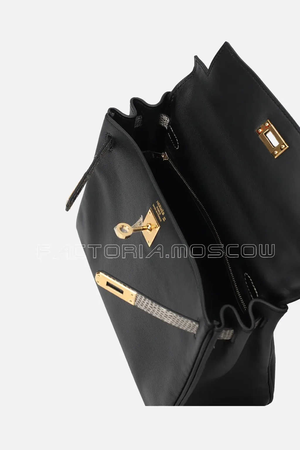 Hermès Kelly Retourne 25 Touch Evercolor/Ombre Lizard Colour Black GHW
